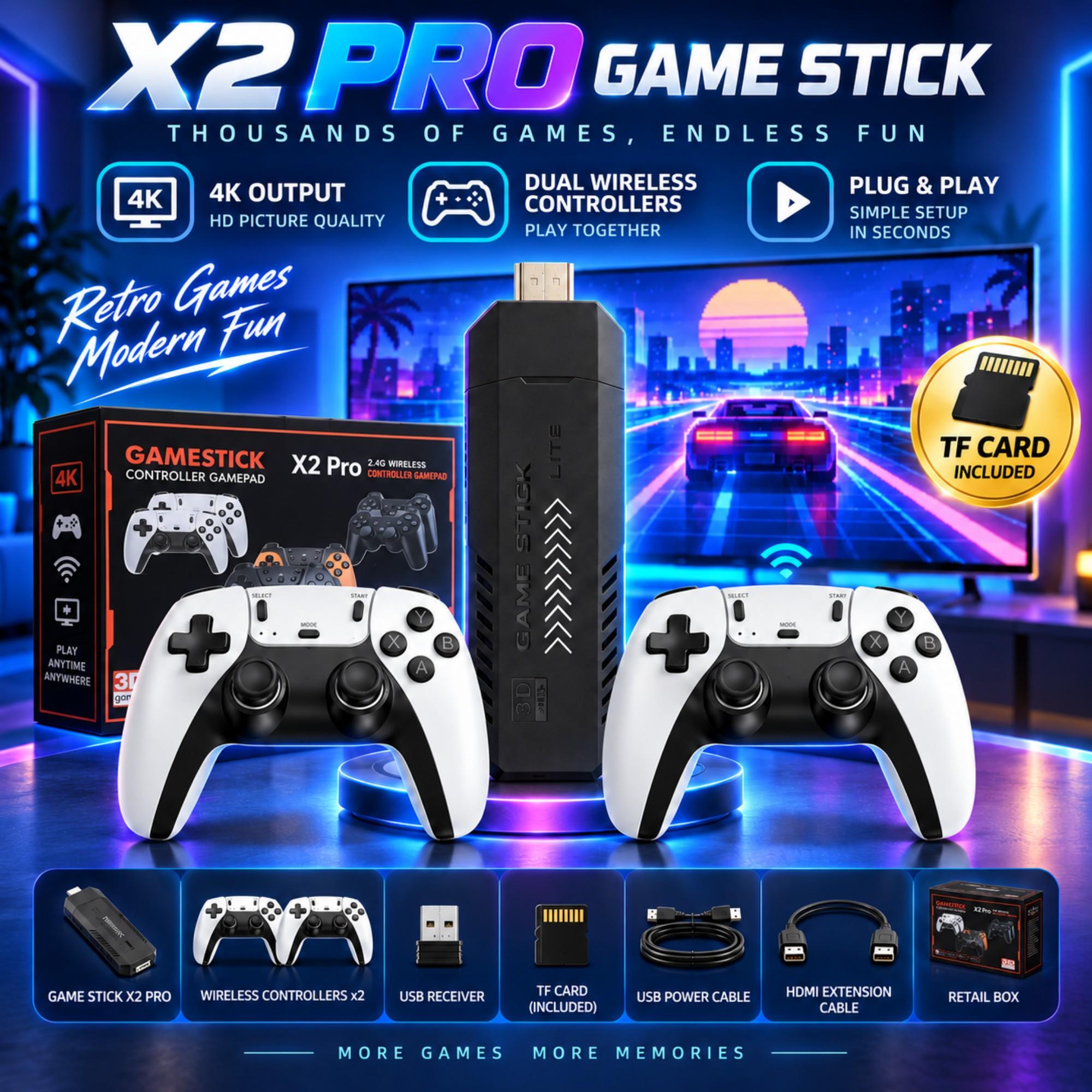 X2 PRO Game Stick 4K HD TV Vid - Gaming Console X2 recension och pris