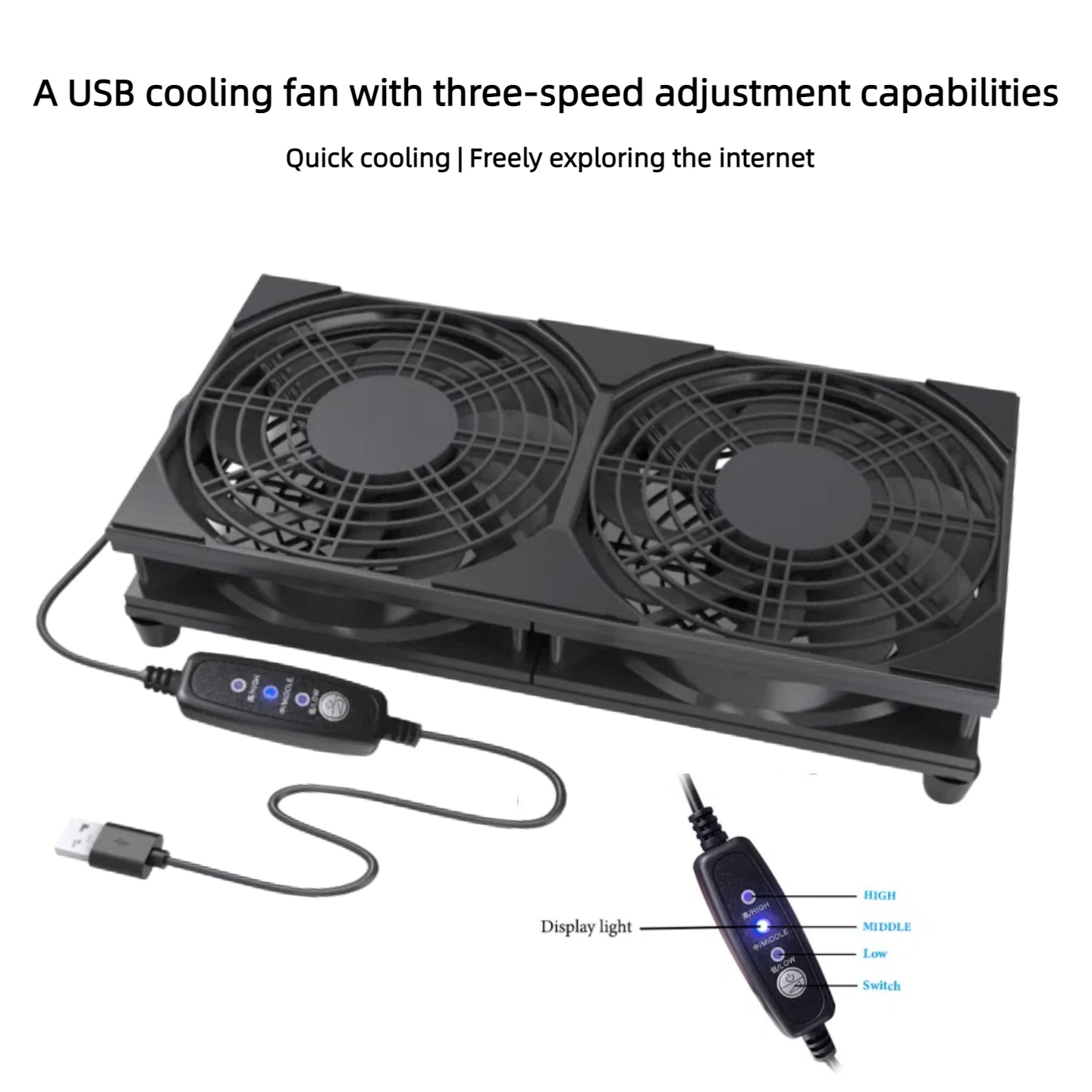 Dual USB Cooling Fan with 3-Sp - Gaming Console For Pc recension och pris