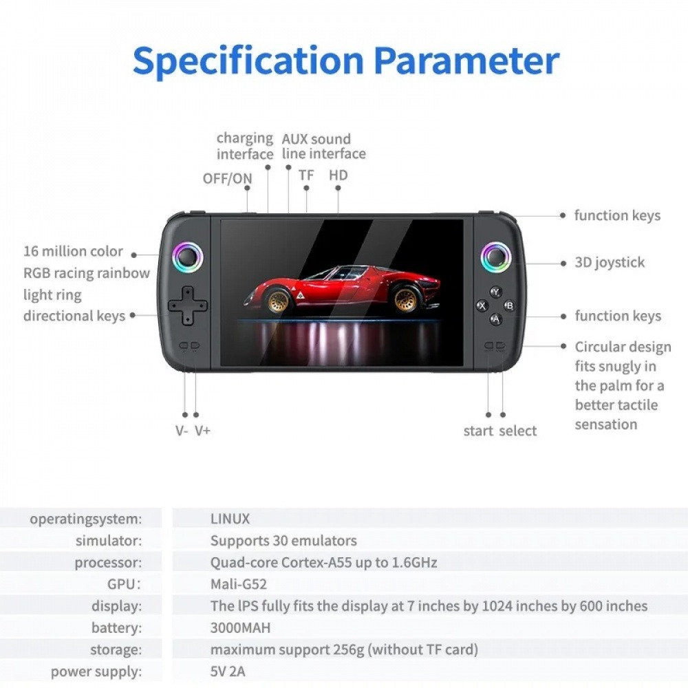 M27 7 Inch IPS Screen Handheld - Gaming Console Vintage recension och pris